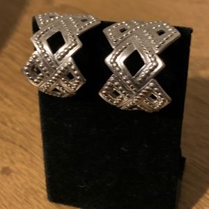 Moroccan Weave Pierced Hoop Earrings, Surgical Steel Posts, New In Box